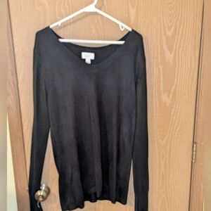 Croft & Barrow - Lightweight V-Neck Black Sweater Women's Large